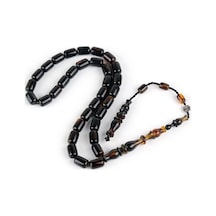 Kaplumbağa Kabuğu Bağa Kapsül Kesim 7x11mm Tesbih - Siyah Siyah
