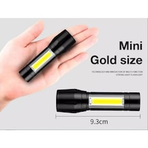 Metal Polis El Feneri Mini 3 Mod Şarjlı 3 Watt 600 Lümen M-4140 Siyah