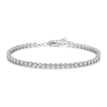 Brezza Lusso Jewelry Zamansız Pırlanta Model Işıltılı Suyolu Kadın Gümüş Bileklik Gümüş