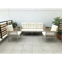 Opal 3+1+1 Krem Metal Gövde Balkon-bahçe-kafe,çay Seti,koltuk Takımı,oturma Grubu,ofis Koltuğu Çok Renkli
