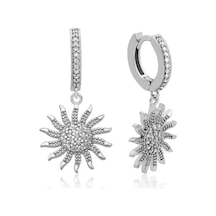 Gümüş Güneş Sallantılı Küpe 14 MM-Gümüş