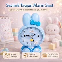 Tavşan Figürlü Masa Saati Bebek Mavisi