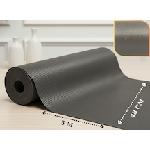Almıtal 48 CM x 5 M Antrasit Çizgi Desenli Suni Deri. Çekmece Antrasit