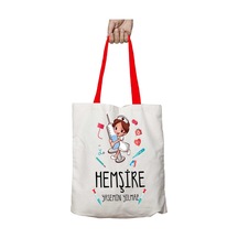 Art Hediye Kırmızı Kulplu Kişiye Özel Hemşire Yıkanabilir Omuz Çanta Çok Renkli