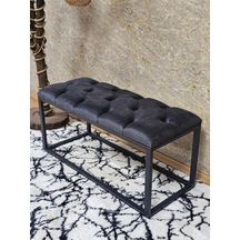 Zafir Siyah Boyalı Diktörtgen 100 Cm X 40 Cm Oturak Puf - Bench - Makyaj Oturağı - Oturak Füme
