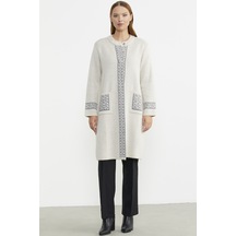 Sementa Cepli Uzun Yün Triko Hırka - Bej 001