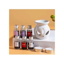 Sonx 3 Lü Aromaterapi Uçucu Yağ Seti Ve Seramik Buhurdanlık - Rahatlatıcı Oda Kokusu & Spa Deneyimi Çok Renkli