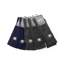 Emre 5Li Erkek Lastiksiz Çorap Lambswool Yünlü Şeker Çorabı Lacivert-Füme 41-44 Füme - Lacivert
