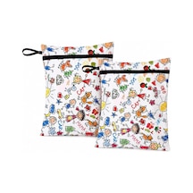 Family 2 Adet Islak Mayo Ve Kirli Bez Taşıma Çantası 35x30 Cm, Su Geçirmez Fermuarlı Yıkanabilir Organizer 341 Siyah