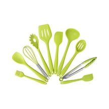 Novahub Yeşil Renk Kutusu Silikon Tencere 10 Parçalı Yapışmaz Tencere Seti Mutfak Aletleri Bakeware Yeşil