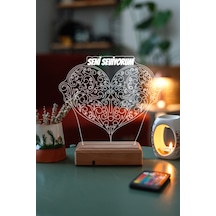 Kişiye Özel Seni Seviyorum Kalp 3D Led Kalp Lamba