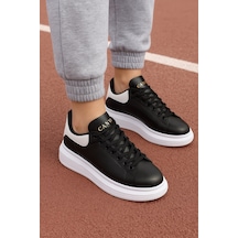 Günlük Unisex Spor Ayakkabı Vegan Deri Bağcıklı Hafif Kalın Yüksek Taban Yürüyüş Sneaker 999 Siyah Beyaz Günlük Unisex Spor Ayakkabı Vegan Deri Bağcıklı Hafif Kalın Yüksek Taban Yürüyüş Sneaker 999 Siyah Beyaz