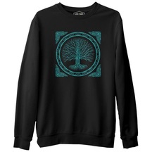 Druidic Yggdrasil - Hayat Ağacı Siyah Erkek Kalın Sweatshirt