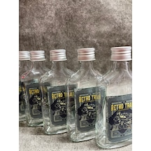 Cam Şişe 200 ML Yassı Esitme Retro Etiketli 5 Adet