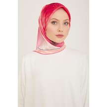 Armine Şeker Pembe Çiçek Desen Tivil İpek Eşarp 9100-33