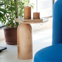 Wood Ahşap Tekli Mantar Naturel Renk Yan Sehpa Modern Fiskos / Çiçeklik / Zigon Naturel
