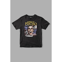 "american Psycho" Retro Baskılı Tişört Siyah