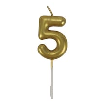 5 Beş Rakamlı Gold Altın Mum 6.5 Cm