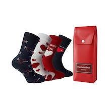 Gift Edition 4 Lü Kalpli Hediye Çorap Seti Pvc Çantalı Özel Seri Sevgiliye/anneye/arkadaş Standart