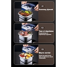 Çelik 1250 Ml Kilitli Yemek Meyve Et Buzdolabı Beslenme Saklama Kabı Mt106