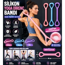 Silikon Yoga Direnç Bandı 45x3,5 Cm Egzersiz Esnetme Lastiği Sırt Bel Kol Omuz Göğüs Bacak Pilates Fitness Direnç Ba Çok Renkli