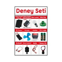 Okul Deney Seti - Güneş Paneli, Duy, Anahtar, Pil, Motor, Krokodil Full Set