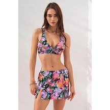 Pierre Cardin Pearl Etekli Fra Bikini Takım Üçlü Set Violet 231228 Pembe