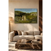 Fida Courbet Kırda Gezinen Köylü Hanımlar Canvas Tablo Çok Renkli