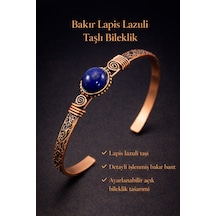 Erkek Bakır Bileklik Doğal Lapis Lazuli Taşı Kadın Kelepçe Bilezik Diğer