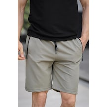Oksit Sams Fermuarlı Detaylı Dokuma Slim Fit Likralı Erkek Bermuda Şort 001