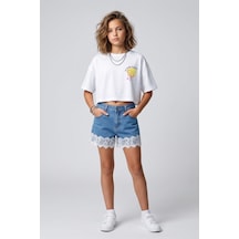 Dmb Kids Kız Çocuk Dantel Garnili Şort Dmb-0780 İndigo