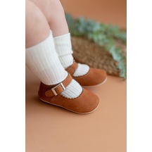 Hakiki Deri Tarçın Rengi Kız Bebek Babet İlk Adım Ayakkabısı-d-469