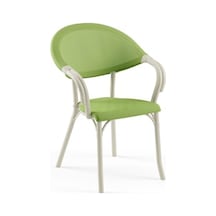 Tilia Flash-n Polipropilen Kollu Sandalye Bej İskelet - Bahçe, Balkon, Teras, Havuz Kenarı, İç Ve Dış Mekan, Kafe, Restoran İçin, İstiflenebilir, Uv Korumalı, Her Hava Koşuluna Dayanıklı Bej Yeşil