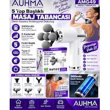 Auhma Amg49 2400mah 6 Kademeli 5 Başlıklı Masaj Tabancası Derin Kas Masaj Cihazı Beyaz