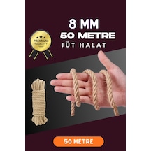 8 Mm 50 Metre Jüt Halat Dekoratif Hasır İp Urgan Süs Standart