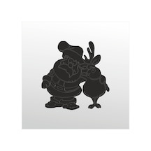 Folyo Sticker Noel Baba Ve Yol Arkadaşı 70cm Uzunluk Siyah
