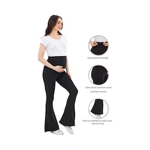 Luvmabelly Myra8120 Toparlayıcı İnce Dalgıç İspanyol Paça Beli Ayarlanabilir Hamile Tayt Siyah