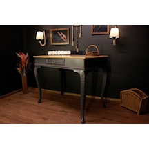 Wooding 100 Cm Masif Naturel Antrasit Oymalı Çalışma Masası