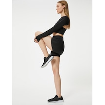 Koton Spor Biker Tayt Ekstra Mini Yüksek Bel Siyah 5wak40036nk Siyah