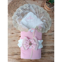 Yenidoğan Tericotton Örgülü Trilüx Bebek Battaniyesi Kundak Pembe Pembe