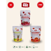 Evereat Çilek-ananas-cennet Hurması Freeze Dry Meyve Cipsi 3'lü Paket Doğal Atıştırmalık 1 Adet