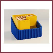 Storeşahin 3d Baskı Fıstık Kasesi - Çift Hazneli Kabuk Ayırıcı Sunum Kasesi - Mavi Sarı Shn0720 Mavi&sarı