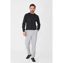Gri İnce Çizgili Erkek Jogger Spor Pantolon