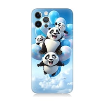 Apple Uyumlu iPhone 12 Pro Uçan Sevimli Pandalar Desenli Silikon Kılıf