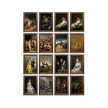 Francisco Goya Eserleri 16'lı Sticker Seti Laptop Defter Planlayıcı Etiket 3 Mayıs 1808, Çocuklarını Yiyen Satürn, Giyinik Maya Çok Renkli