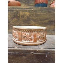 Çiçek Desenli Taş Saksı 25cm Çap 12cm Yükseklik