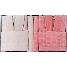 Cırcular Kıremıt-bej Aile Seti Bornoz Takımı