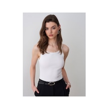Dilvin 21178 Fitilli Basic Top-beyaz