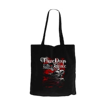 Three Days Grace Food Chain Siyah Fermuarlı Bez Çanta Gabardin