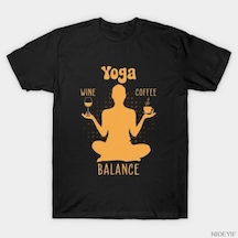 Flood Of Style Yoga Denge Kahve Ve Şarap Yoga Sevgilisi Komik Hediye T-shirt Erkekler Kadınlar Için % 100% P Çok Renkli